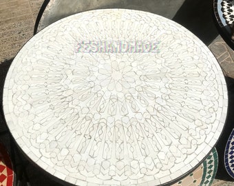 Amazing Moroccan mosaic table, outdoor table, luxury round table, handcrafted table, mosaic tile table, zellige table.