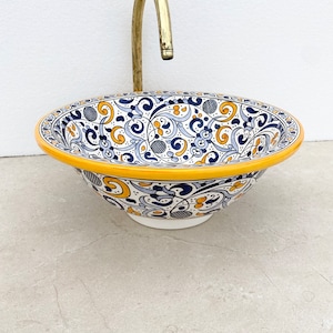 Badezimmer Waschbecken, Keramik Waschbecken, marokkanisches Individuelles modernes Badezimmer rundes Waschbecken, marokkanisches Dekor, Waschtisch Waschbecken, Gefäß Waschbecken.