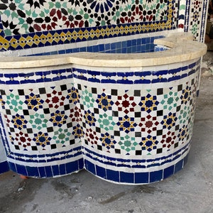 Moroccan mosaic fountain.mosaic tile fountain , indoor water fountain, interior decor , terrace indoor and outdoor decor. image 10