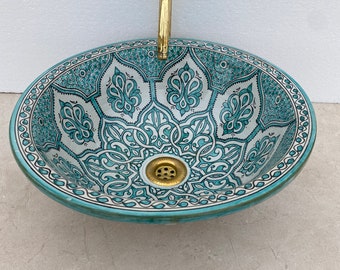 Bathroom sink bowl,ceramic basin,Moroccan custom modern bathroom round sink, Moroccan decor,vanity sink, vessel sink.