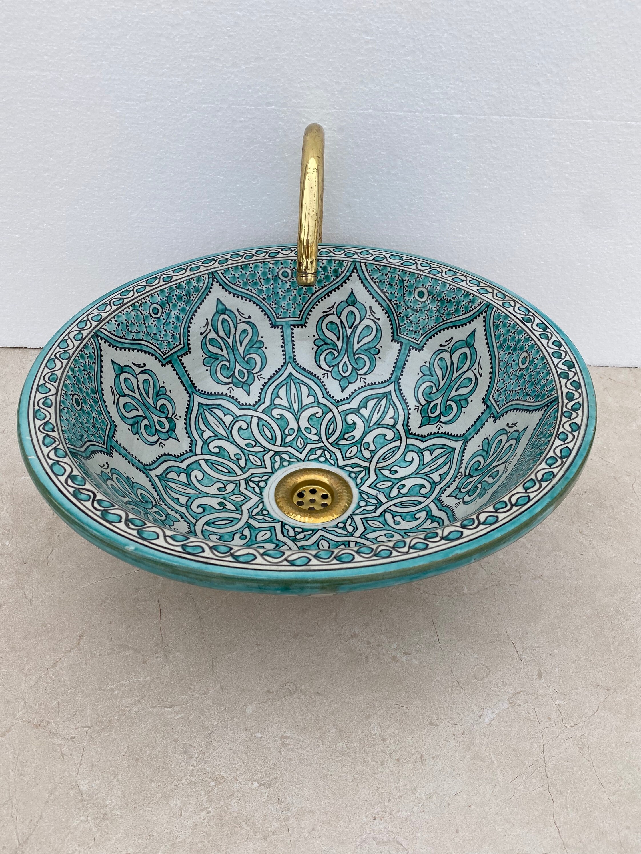 Handbemaltes Talavera Waschbecken Aus Mexiko – 43,2 X 35,6 Cm, 12,7 Cm Tief, Mit 3 Überlauf- Und Standardablaufloch