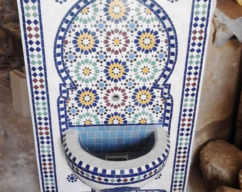 Moroccan mosaic fountain. Mosaic fountain for your garden Or for your interior and exterior. Garden and terrace interior decor.