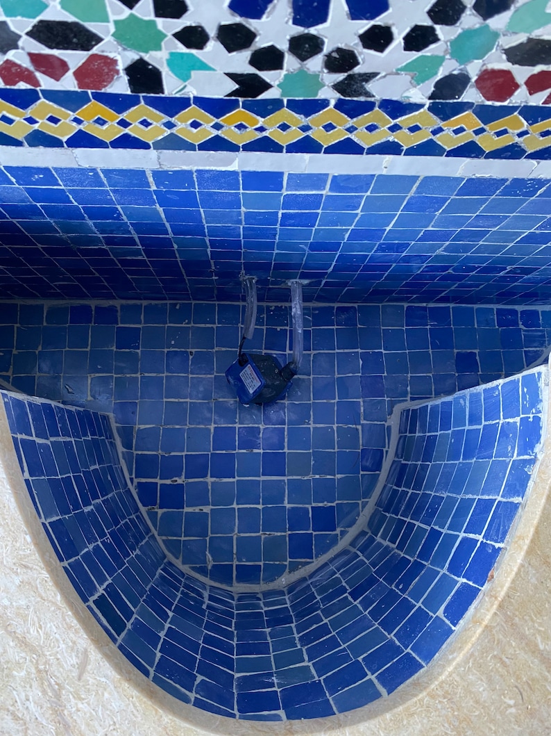 Moroccan mosaic fountain.mosaic tile fountain , indoor water fountain, interior decor , terrace indoor and outdoor decor. image 5