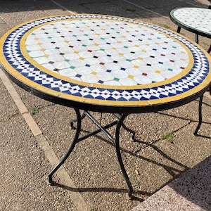 Amazing Moroccan mosaic table, outdoor table, luxury table, handcrafted table, mosaic tile table, zellige table.Bar table .