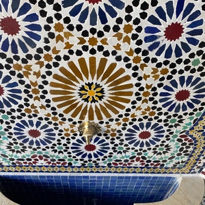 Moroccan mosaic fountain.mosaic tile fountain , indoor water fountain, interior decor , terrace indoor and outdoor decor. image 3