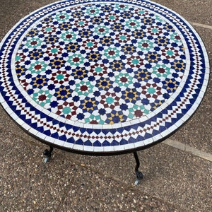 mosaic table. Handmade garden Moroccan mosaic table.Moroccan mosaic table For indoor and outdoor use .zellige table tile .
