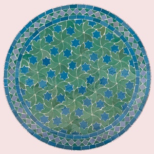 Amazing Moroccan mosaic table, outdoor table, luxury round table, handcrafted table, mosaic tile table, zellige table.