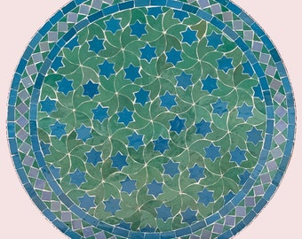 Amazing Moroccan mosaic table, outdoor table, luxury round table, handcrafted table, mosaic tile table, zellige table.