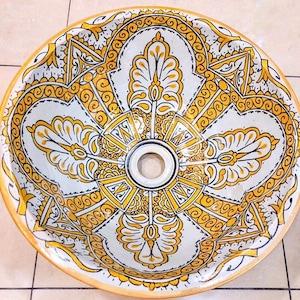 Moroccan sink. Handmade. Moroccan ceramic sink handmade. Moroccan hand painted sink.