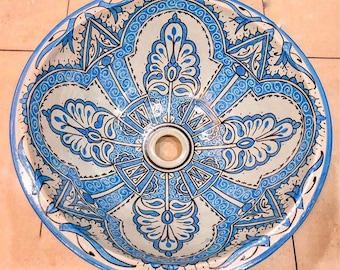 Moroccan handmade ceramic basin. Moroccan sink . Handmade. hand-painted Moroccan sink.