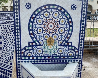 Moroccan mosaic fountain.mosaic tile fountain , indoor water fountain, interior decor , terrace indoor and outdoor decor.
