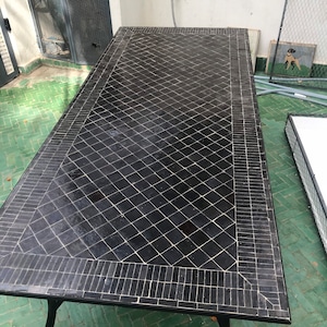 Amazing Moroccan mosaic table, outdoor table, luxury rectangular table, handcrafted table, mosaic tile table, zellige table.