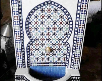 Moroccan mosaic fountain. Mosaic fountain for your garden Or for your interior and exterior. Garden and terrace interior decor.