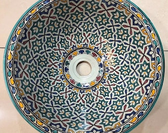 Moroccan handmade ceramic basin. Moroccan sink . Handmade. hand-painted Moroccan sink.