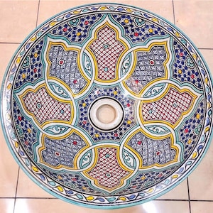 Moroccan sink . Handmade. Moroccan ceramic sink handmade . Moroccan hand painted sink.