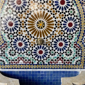 Moroccan mosaic fountain.mosaic tile fountain , indoor water fountain, interior decor , terrace indoor and outdoor decor. image 9