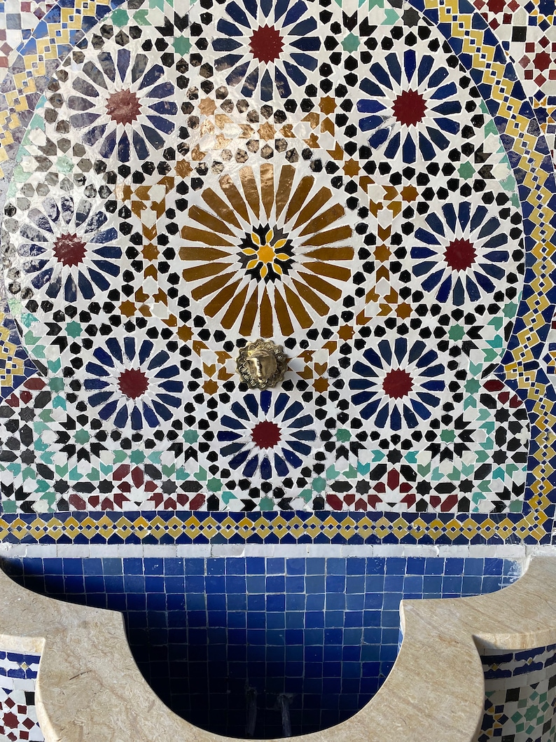 Moroccan mosaic fountain.mosaic tile fountain , indoor water fountain, interior decor , terrace indoor and outdoor decor. image 9