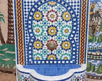 Moroccan mosaic fountain. Mosaic fountain for your garden Or for your interior and exterior. Garden and terrace interior decor.