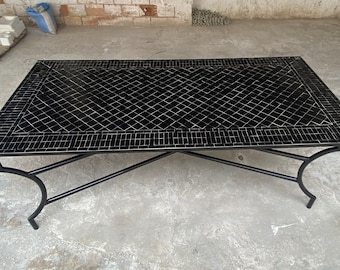 Amazing Moroccan mosaic table, outdoor table, luxury rectangular table, handcrafted table, mosaic tile table, zellige table.