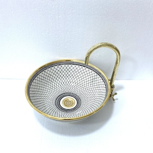 Lavabo de cerámica marroquí con borde dorado de 14K. Hecho a mano, lavabo de granja, fregadero pintado a mano. Lavabo moderno. 100% HECHO A MANO.