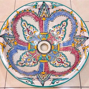 Moroccan ceramic basin handmade. Moroccan sink. Handmade. Moroccan hand painted washbasin.
