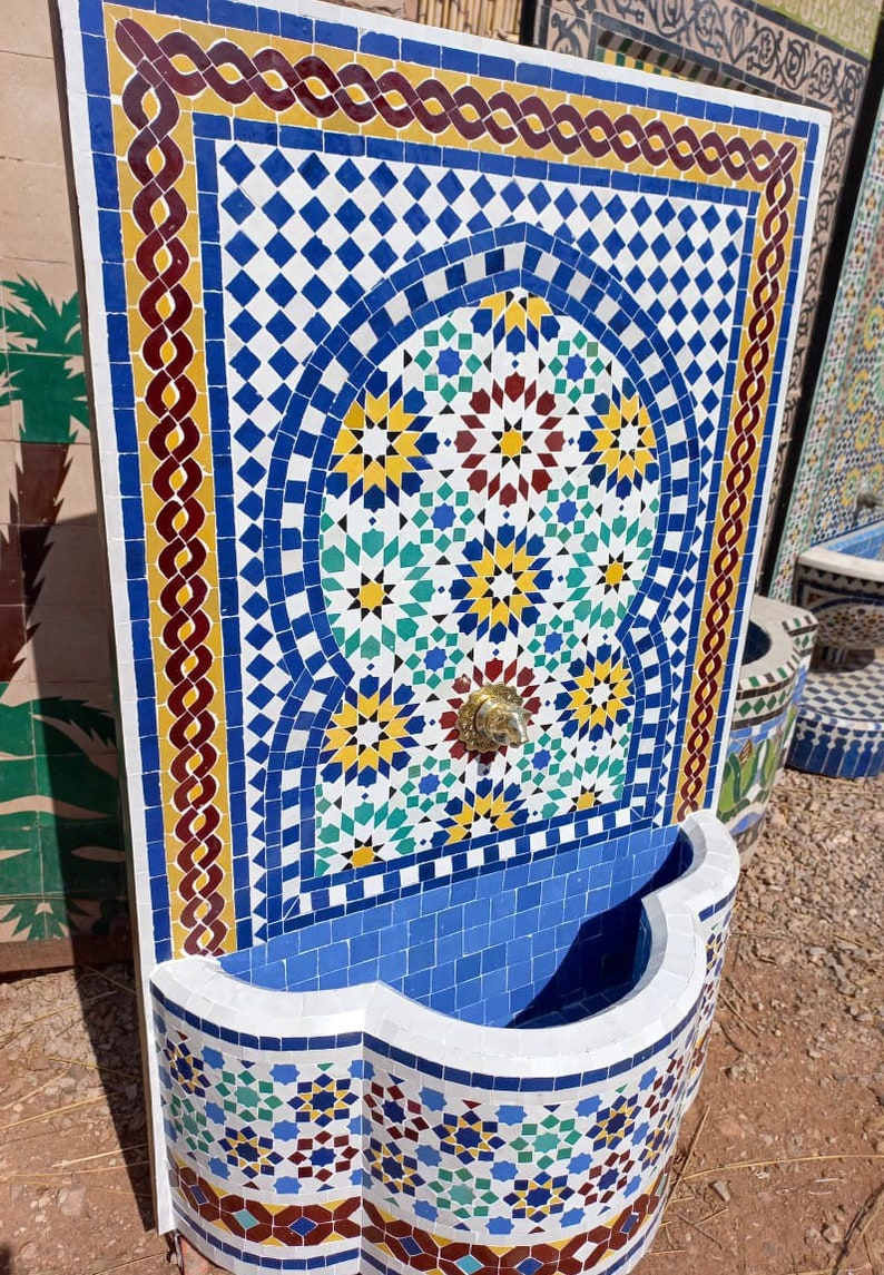 Moroccan mosaic fountain. Mosaic fountain for your garden Or for your interior and exterior. Garden and terrace interior decor. image 7