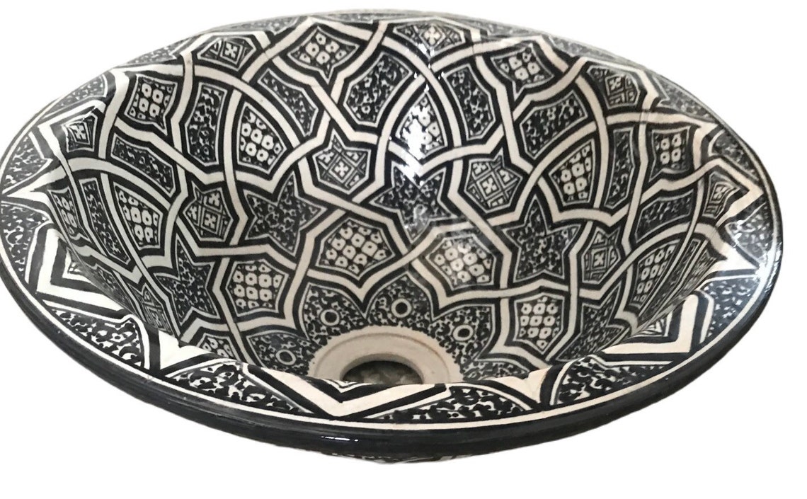 Moroccan sink in handmade ceramic. Hand painted . Moroccan Etsy