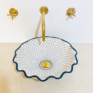Amazing Moroccan Ceramic sink,handmade bathroom vessel sink,washbasin for bathroom & kitchen,Moroccan sink bowl.handcrafted sink.