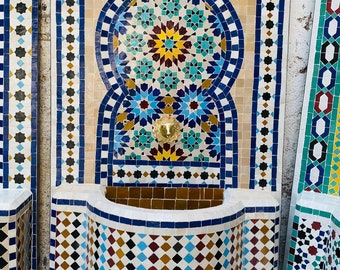 Moroccan mosaic fountain.mosaic tile fountain , indoor water fountain, interior decor , terrace indoor and outdoor decor.