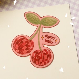 Disco Cherries Sticker / Retro Stickers / Cute Stickers / Decorative Stickers / Disco Cherries