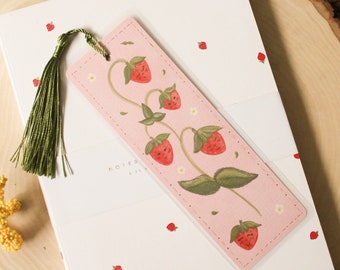 Strawberry Bookmark | Bookmark with Tassel | Laminated Bookmark | Bookworm Gift | Booklover Gift | Bookish | Cute Bookmark