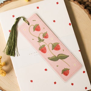 Strawberry Bookmark | Bookmark with Tassel | Laminated Bookmark | Bookworm Gift | Booklover Gift | Bookish | Cute Bookmark
