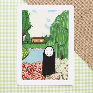 Ghost Art | Monster Friend | Fine Art Print | | Halloween Print | 5 x 7 Gouache Art Print | 8 x 10 Wall Art Print