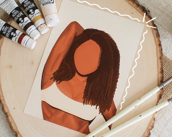 Abstract Woman Art Print//feministische kunstprint//vrouwelijke kunst//minimalistische kunst//5 x 7 Art Print//8 x 10 Fine Art Print