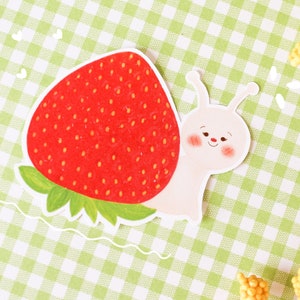 Sticker escargot fraises / Sticker escargot mignon / Stickers décoratifs / Stickers kawaii