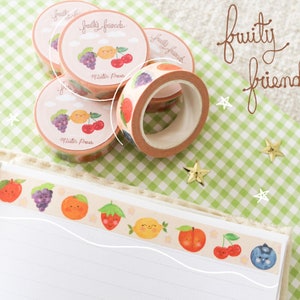 Nastro washi Fruity Friends / Nastro washi carino / Nastro washi kawaii / Nastro washi carino / Nastro washi per pianificatori / Cancelleria carina