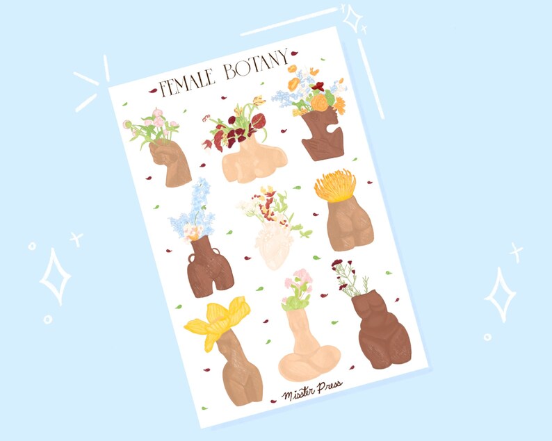 Female Botany Sticker Sheet Cute Sticker Sheet Bullet - Etsy