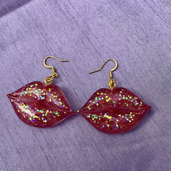 Lip Earrings Etsy