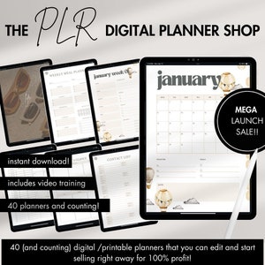 PLR Digital Planner Shop Bundle | Done-For-You Digital Planner, PLR 2024 Digital Planner, PLR Printable Planner Private Label Rights