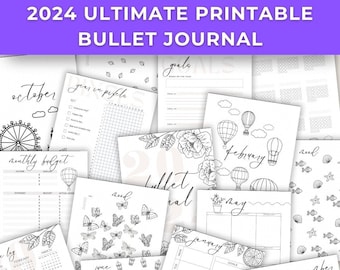 2024 PRINTABLE BULLETT JOURNAL Best 2024 Planner, 2024 Printable Planner,bullet  Journal 2024, Digital Bullett Journal, Printable Trackers 