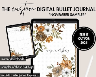 DIGITAL BULLET-JOURNAL | November 2023 Digital Bullet Dotted Journal, Custom Digital Journal, Best Digital Planner Customizable Digital Bujo