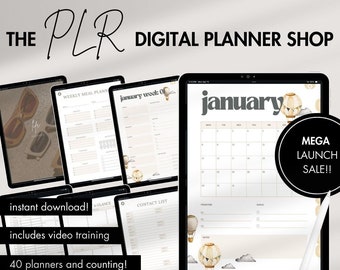 PLR Digital Planner Shop Bundle | Done-For-You Digital Planner, PLR 2024 Digital Planner, PLR Printable Planner Private Label Rights