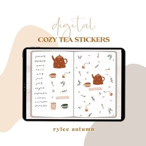 Digital Planner Stickers | February Cozy Tea Digital Sticker Sheet | Digital Journal Stickers iPad Stickers Digital Stickers
