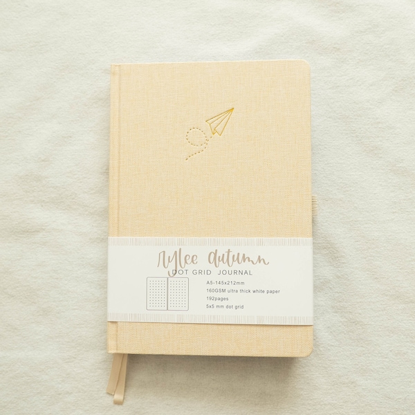 A5 DOT-GRID JOURNAL - Vanilla | Linen Cover A5 160 gsm dot grid journal, bujo journal thick pages, 160gsm paper, rylee autumn journal