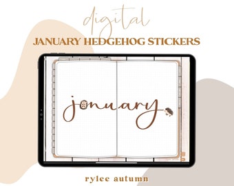 Digitale Journal Sticker | Januar Igel Digitale Aufkleber | Digitale Planner Sticker iPad Sticker Digitale Sticker