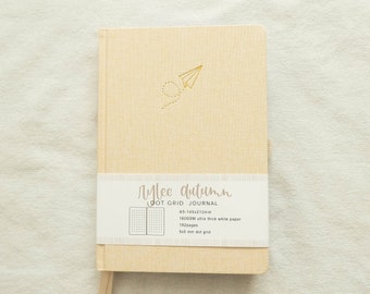 2024 Undated Pre-Made Bujo Journal | Vanilla A5 160 gsm dot grid journal, rylee autumn dot-grid journal, dot grid journal planner