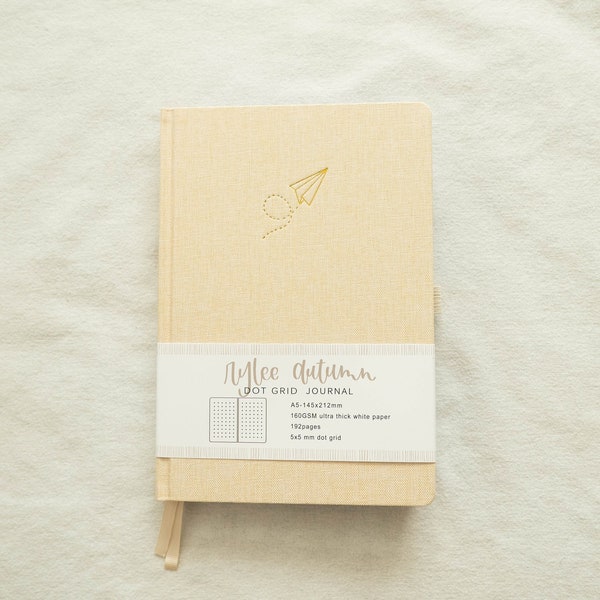 2024 Undated Pre-Made Bujo Journal | Vanilla A5 160 gsm dot grid journal, rylee autumn dot-grid journal, dot grid journal planner