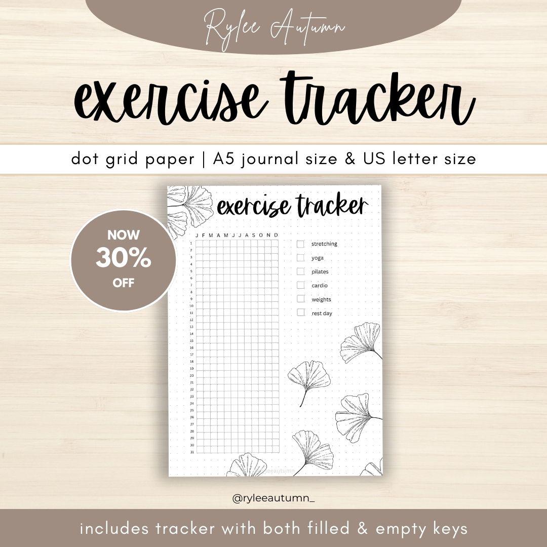 EXERCISE TRACKER PRINTABLE | Bullet-journal Exercise Log Printable ...