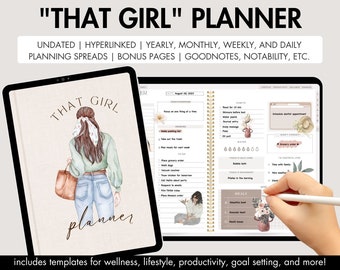 THAT GIRL Undated Digital Planner | Aesthetic Digital Planner, iPad planner, GoodNotes Planner, ADHD Digital Planner, That Girl Planner