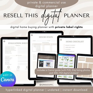 PLR Digitaler Planer für Hauskäufer | Home Kaufplaner Bearbeitbare Canva-Vorlage, Canva Digital Planner Eigenmarkenrechte zum Weiterverkauf